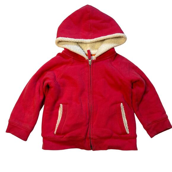 Lands' End Pink Sherpa Hooded Zipper Sweatshirt 4 - Picture 1 of 5